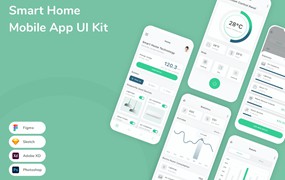 智能家居应用程序App界面设计UI套件 Smart Home Mobile App UI Kit