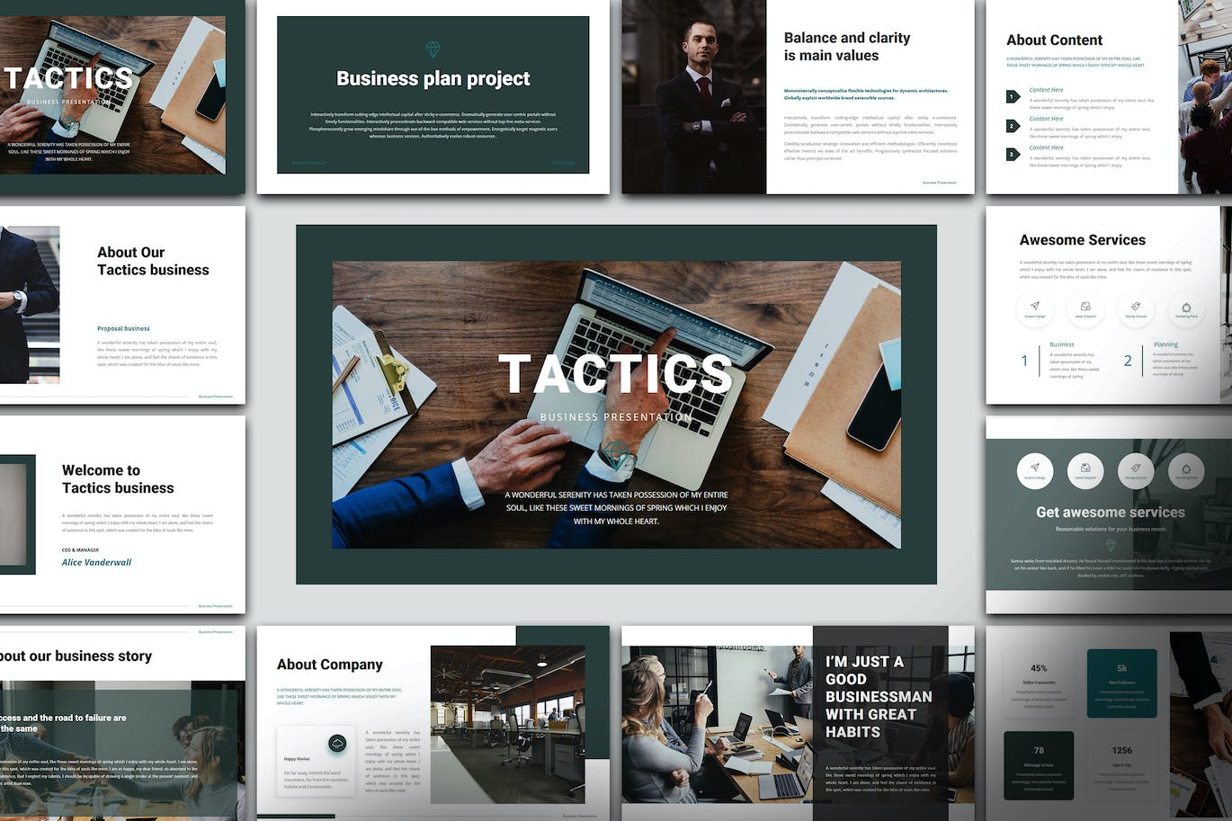 策略业务演示PPT幻灯片模板素材 Tactics Business Presentation PowerPoint Template 幻灯图表 第1张