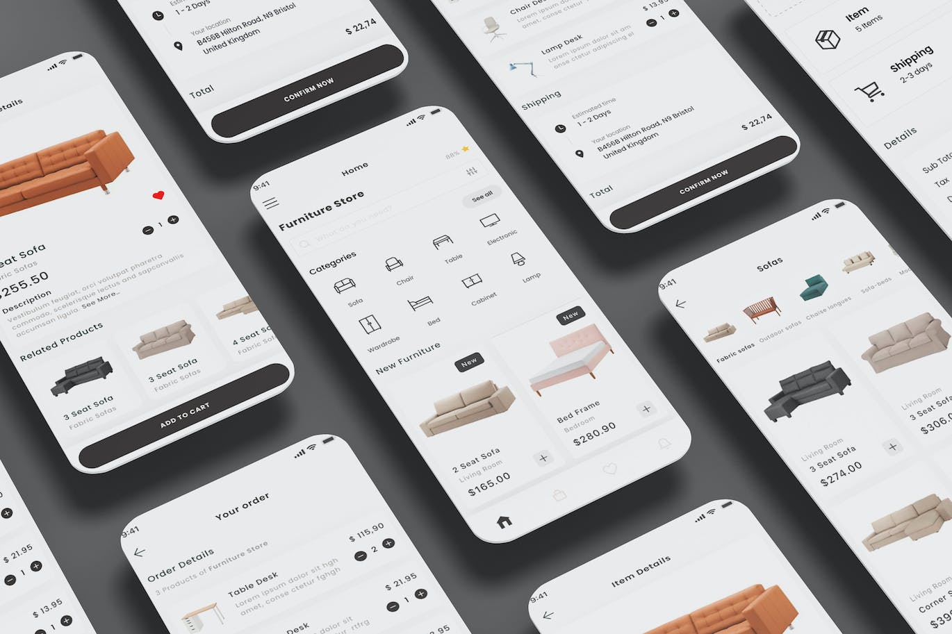 家具电子商务商店&沙发店App应用UI套件 Furniture Ecommerce Shop & Sofa Store App Ui Kit APP UI 第1张