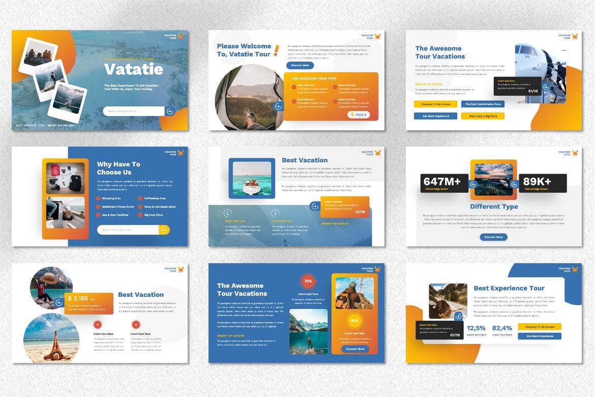 度假假期PPT幻灯片模板素材 Vatatie – Vacation Powerpoint Template 幻灯图表 第2张