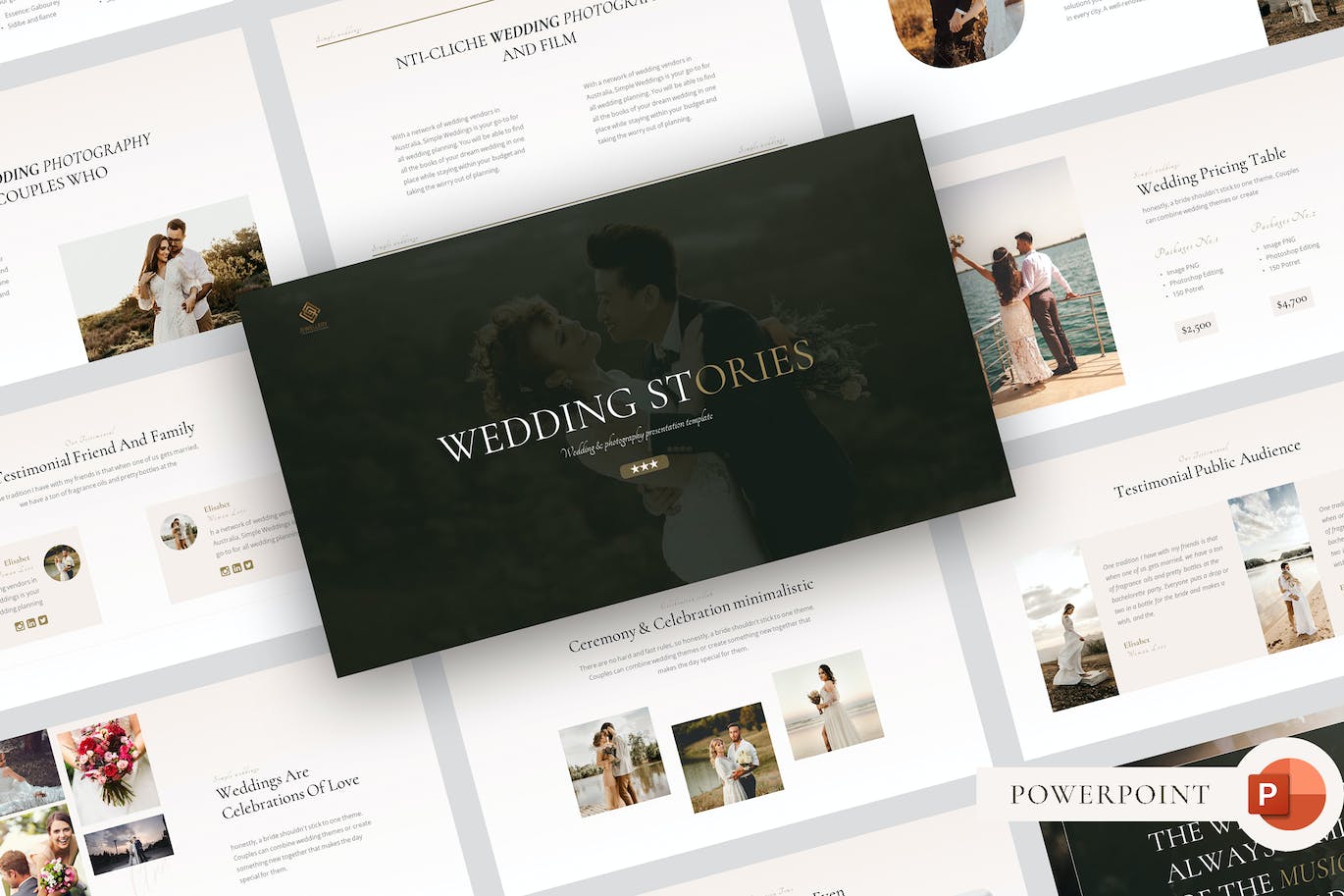 婚礼故事PPT幻灯片模板素材 Wedding Stories Powerpoint Template 幻灯图表 第1张