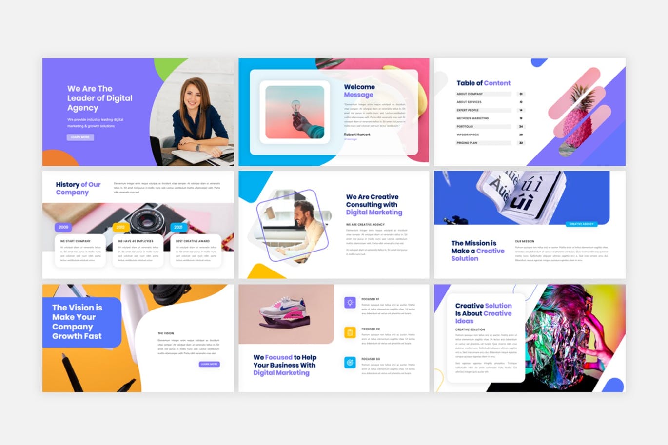 创意数字机构PPT素材 Creative Digital Agency PowerPoint Template 幻灯图表 第5张