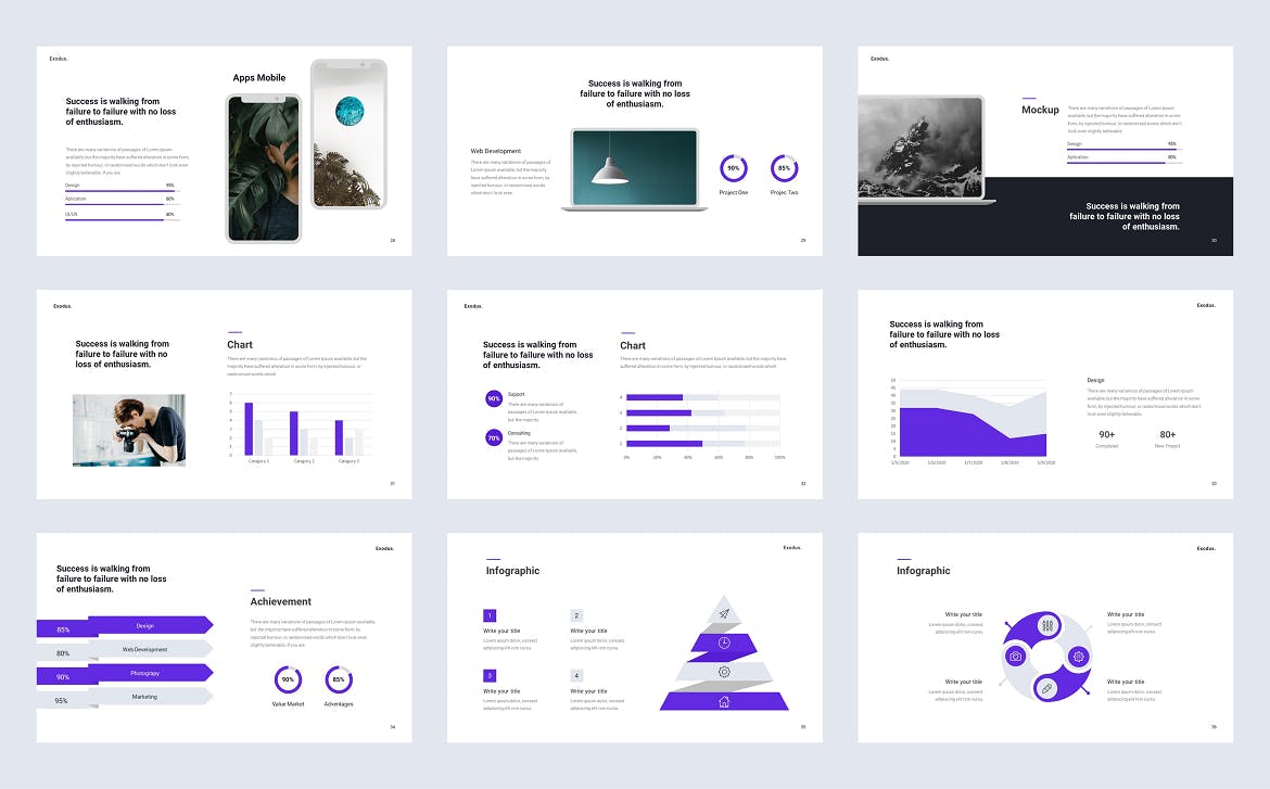 极简风格商业工作报告Powerpoint幻灯片模板 Exodus – Minimal Bussines Powerpoint Template 幻灯图表 第3张