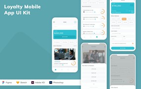 众筹捐款App应用程序UI设计模板套件 Loyalty Mobile App UI Kit