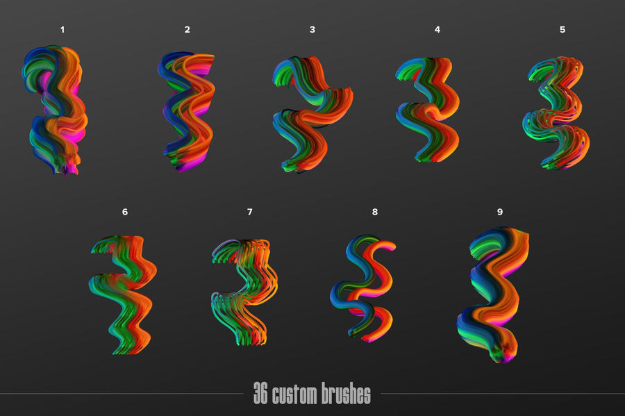 PS笔刷-3D彩色抽象PS画笔笔刷素材 笔刷资源 第7张