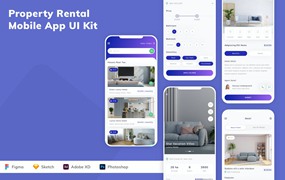 物业租赁App应用程序UI设计模板套件 Property Rental Mobile App UI Kit