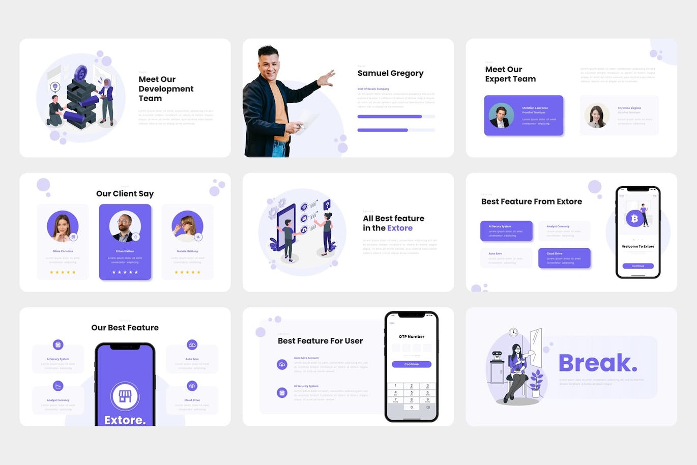 移动应用和SAAS推广Powerpoint模板下载 Extore – Mobile App & SAAS PowerPoint Template 幻灯图表 第4张