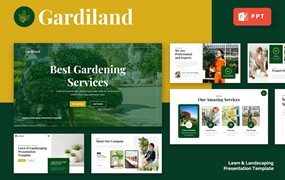 草坪和园林绿化PPT幻灯片设计模板 GARDILAND – Lawn & Landscaping Powerpoint Template