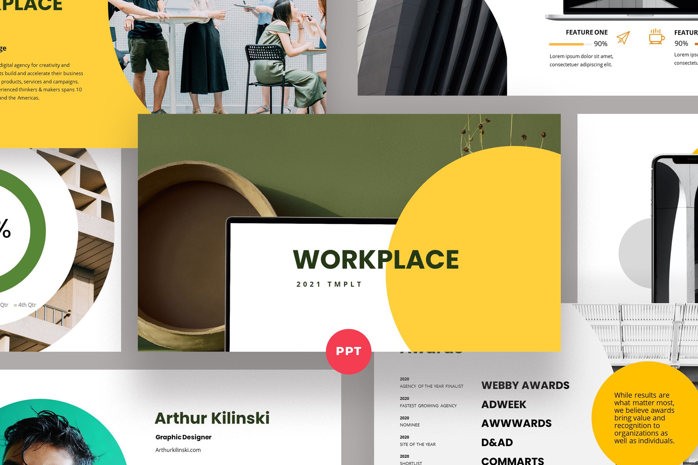 工作场所业务PPT演示幻灯片模板 WorkPlace Business PowerPoint Template 幻灯图表 第1张