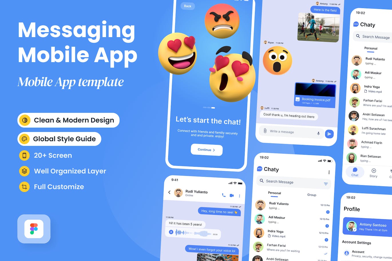 聊天和消息App应用程序UI套件 Chaty – Chatting and Messaging App UI Kit APP UI 第1张