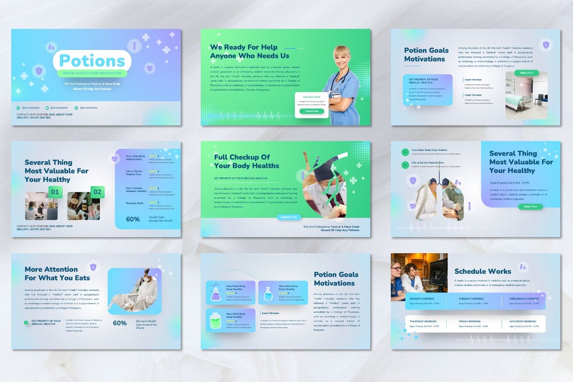 医疗保健PPT演示幻灯片模板 Potions – Medical & Healthcare Powerpoint Template 幻灯图表 第7张