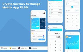 加密货币交易应用程序App界面设计UI套件 Cryptocurrency Exchange Mobile App UI Kit