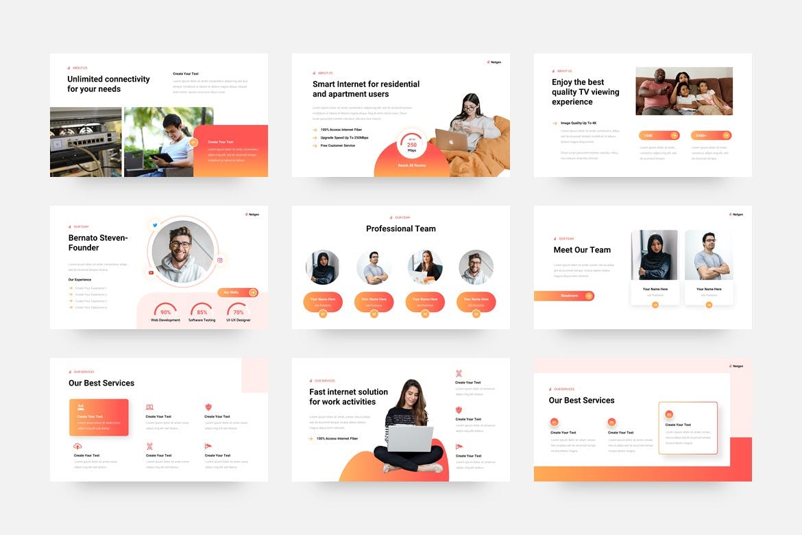 互联网提供商和电信PPT创意模板 Netgen – Internet Provider & Telecom PowerPoint 幻灯图表 第4张