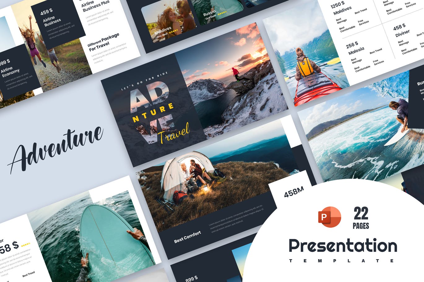 冒险旅行PowerPoint演示模板 Adventure PowerPoint Presentation Template 幻灯图表 第1张