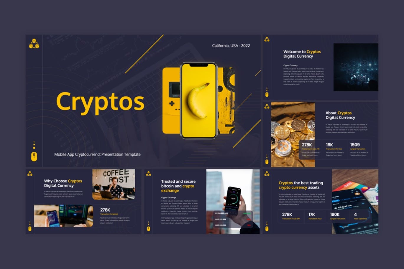 金融数字加密货币PPT模板下载 Cryptos – Cryptocurrency PowerPoint Template 幻灯图表 第5张