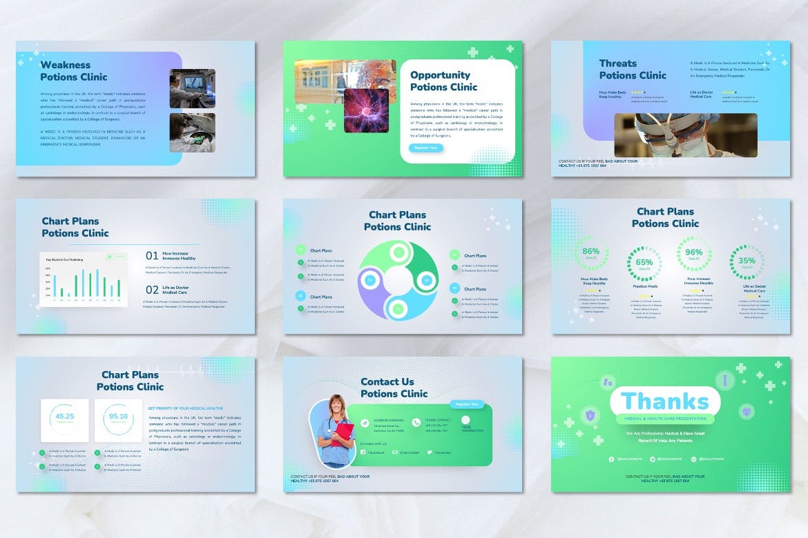 医疗保健PPT演示幻灯片模板 Potions – Medical & Healthcare Powerpoint Template 幻灯图表 第4张