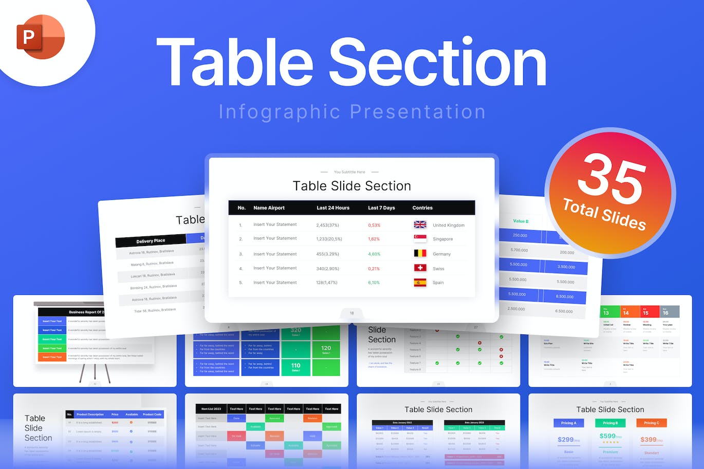 表格数据信息图表Powerpoint模板下载 Table Section Infographic PowerPoint Template 幻灯图表 第1张