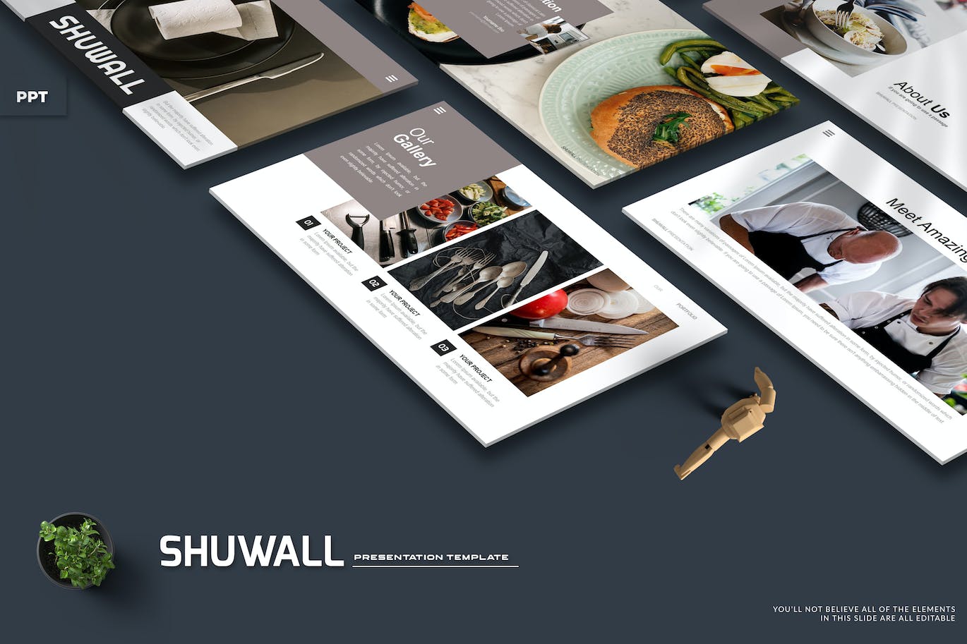 餐饮品牌推广PPT演示文稿 Shuwall – Powerpoint Template 幻灯图表 第1张