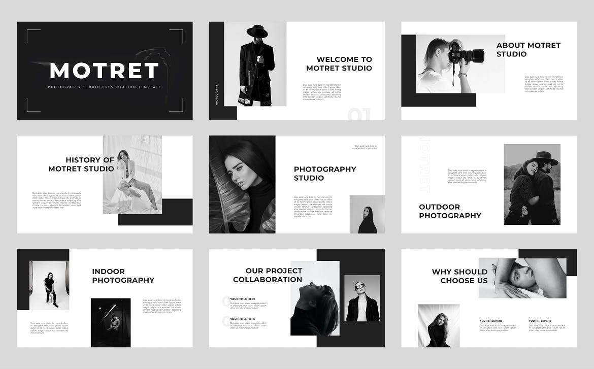 摄影工作室PPT演示文稿 Motret – Photography Studio Powerpoint Template 幻灯图表 第4张