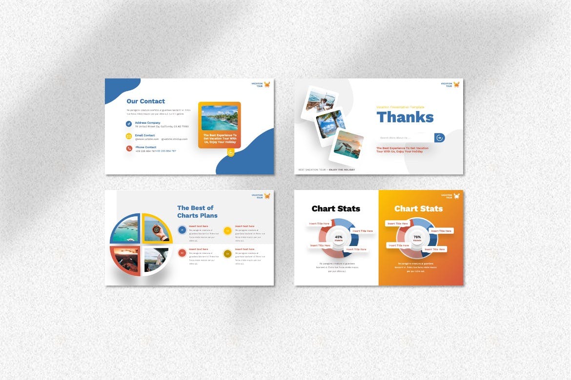 度假假期PPT幻灯片模板素材 Vatatie – Vacation Powerpoint Template 幻灯图表 第4张