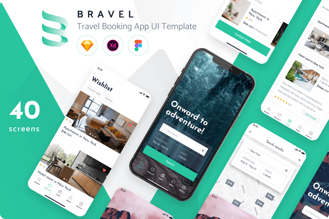 酒店公寓旅游预订应用程序UI套件 Travel Booking App UI Template APP UI 第1张