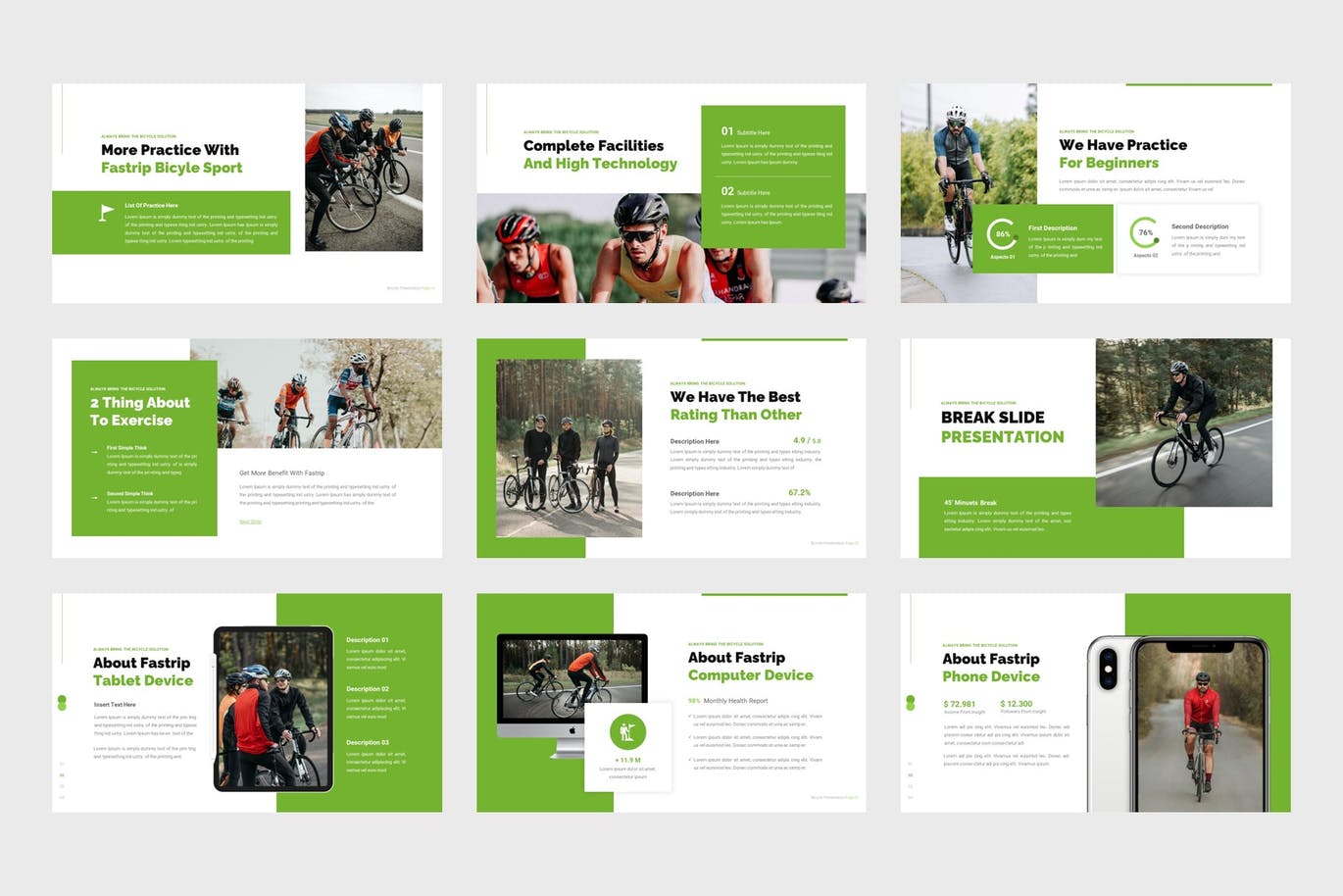 自行车运动Powerpoint模板 Fastrip – Bicycle Sport PowerPoint Template 幻灯图表 第4张