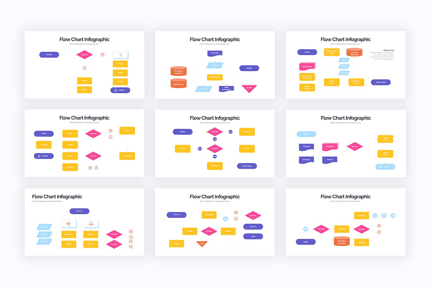 业务流程图信息图表设计AI矢量模板 Business Flow Chart Illustrator Infographics 幻灯图表 第2张