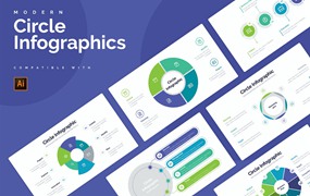 圆形分类信息图表设计AI矢量模板 Business Circle Illustrator Infographics