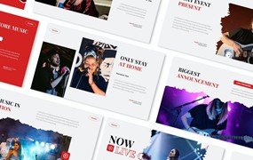 在线音乐活动演示PPT模板 Online Music Event Powerpoint Presentation Template