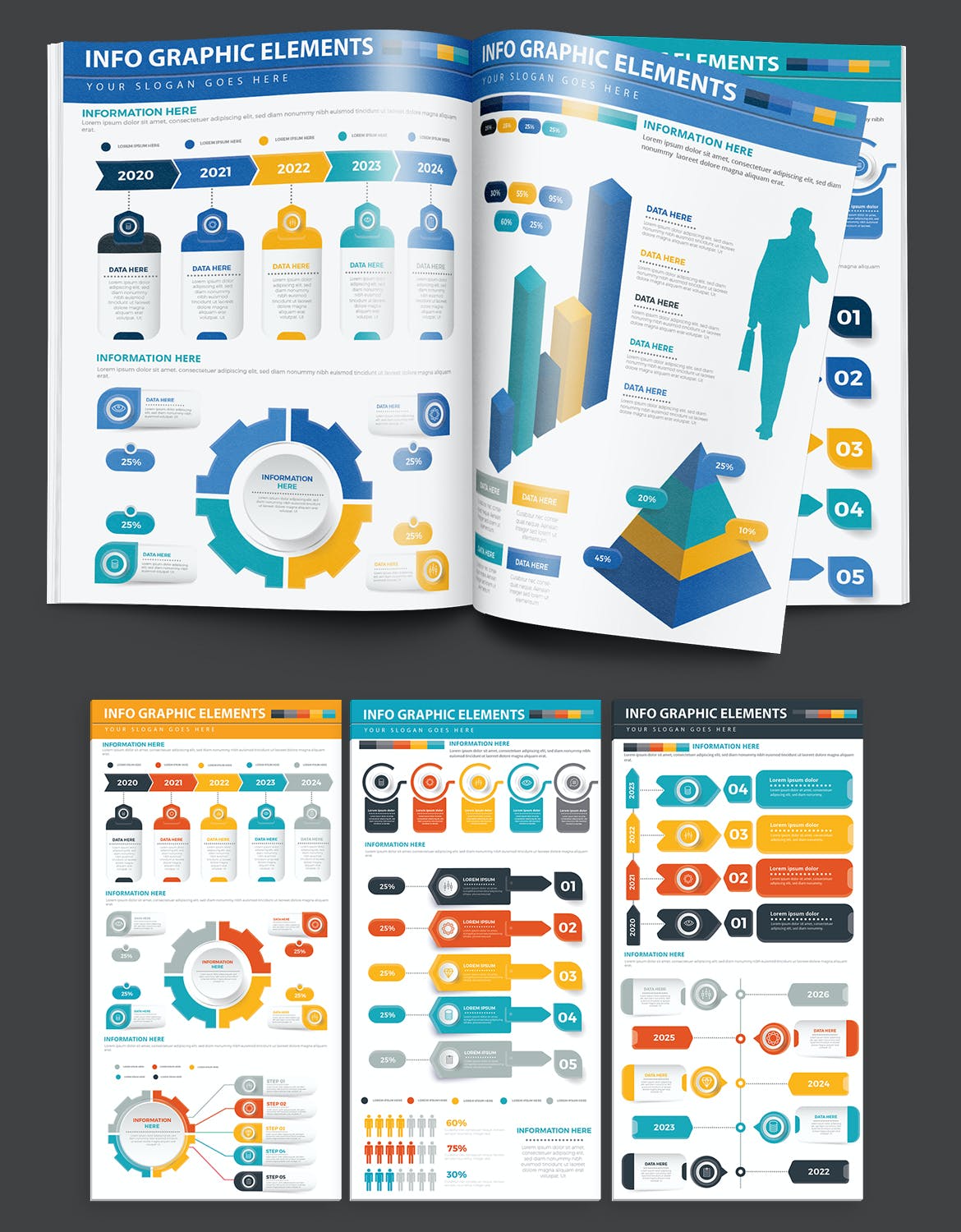 办公数据图表元素设计模板 Infographics Elements 幻灯图表 第5张