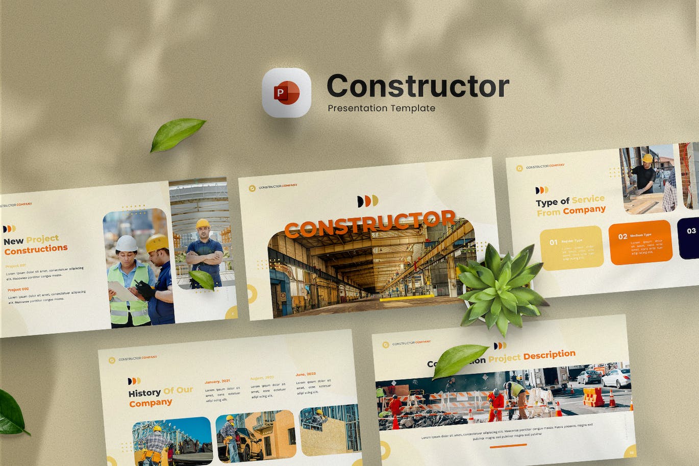 建筑和工业Powerpoint幻灯片模板 Constructor – Industrial Powerpoint Template 幻灯图表 第1张