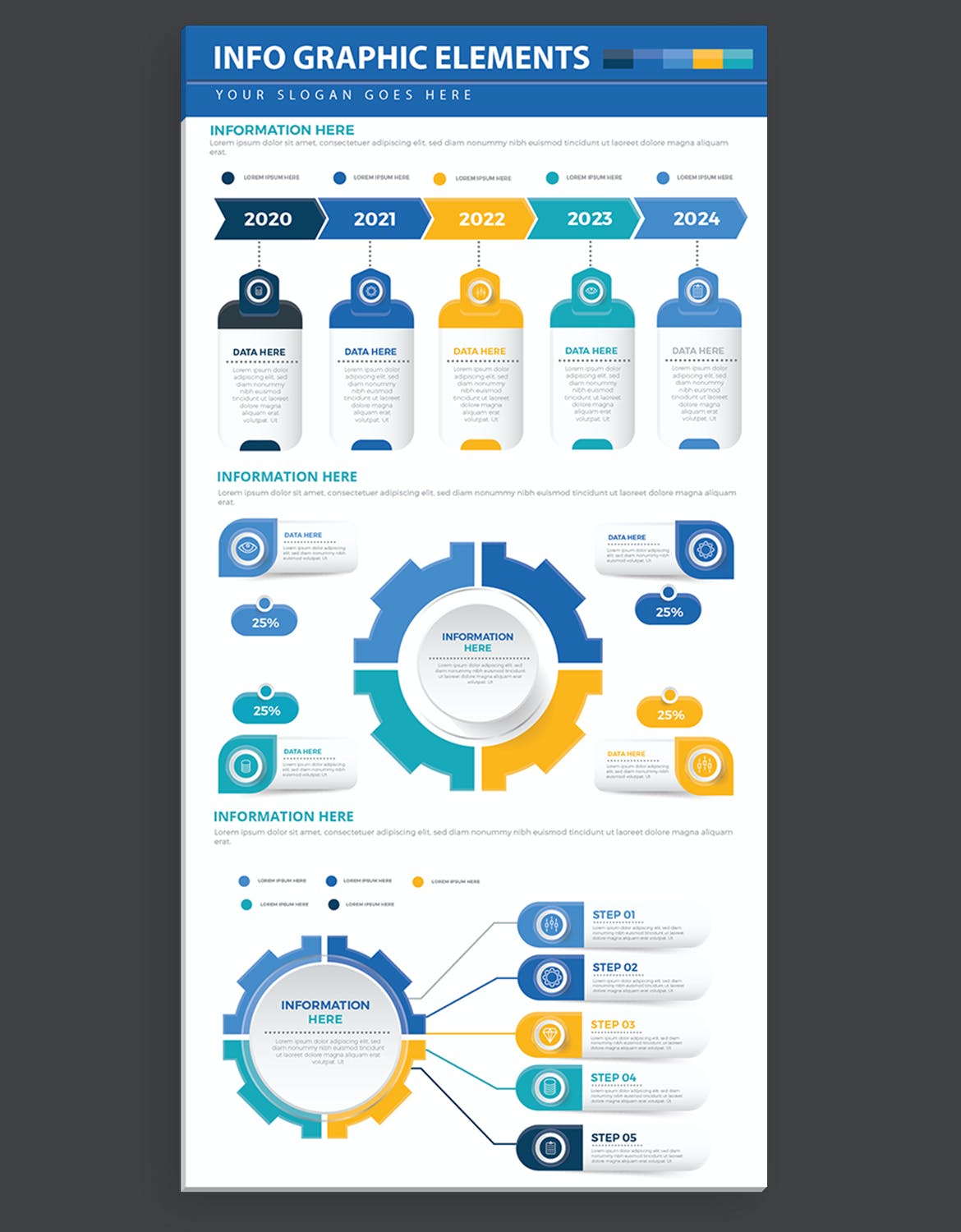 办公数据图表元素设计模板 Infographics Elements 幻灯图表 第2张