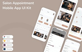 沙龙理发预约应用程序App界面设计UI套件 Salon Appointment Mobile App UI Kit