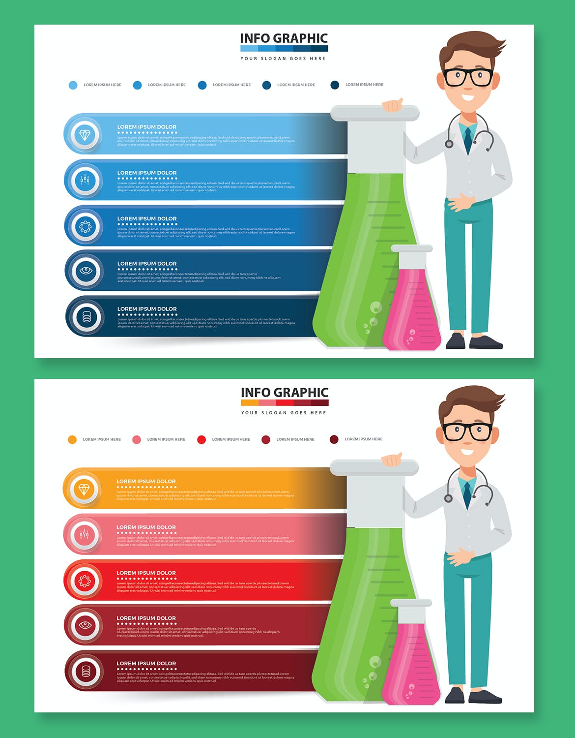 医生量杯图形信息图表设计素材 Doctor Infographic Design 幻灯图表 第2张