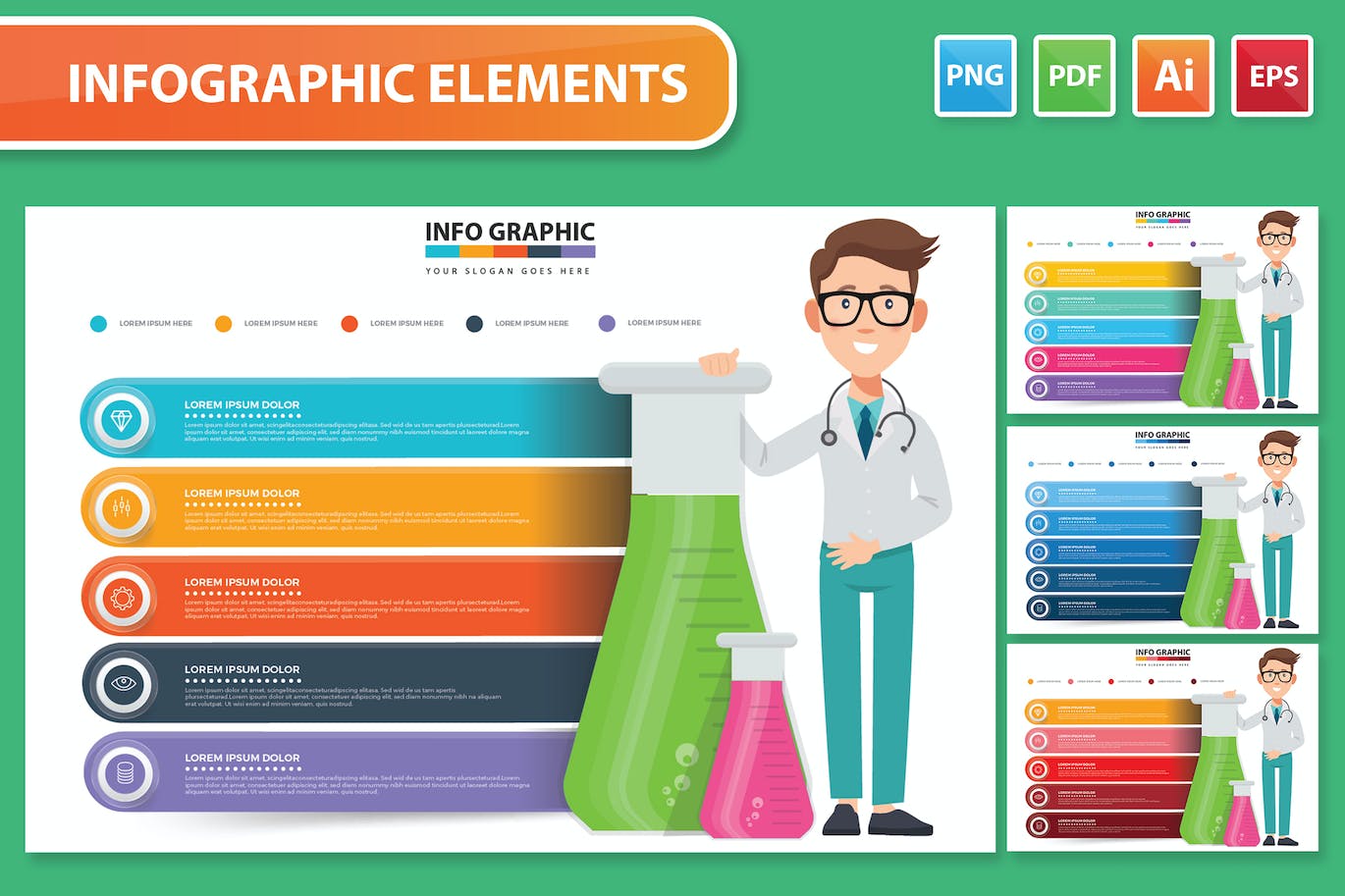 医生量杯图形信息图表设计素材 Doctor Infographic Design 幻灯图表 第1张