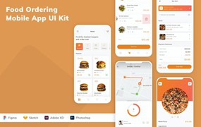 食品订购App应用程序UI设计模板套件 Food Ordering Mobile App UI Kit