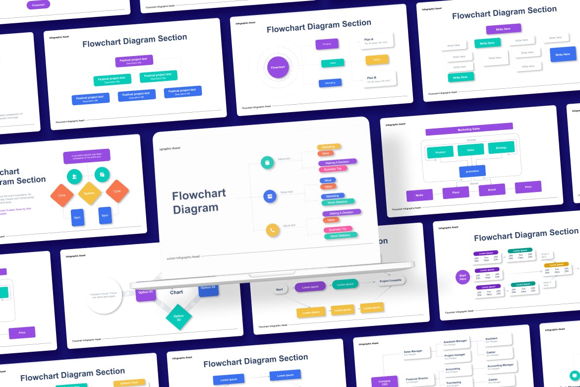 流程图集合信息图表素材 Flowchart Collection Infographic Asset Illustrator 幻灯图表 第2张