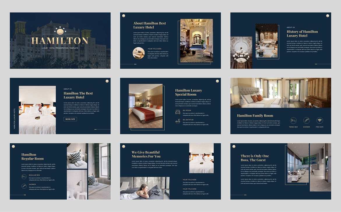 豪华酒店介绍Powerpoint幻灯片模板 Hamilton – Luxury Hotel Powerpoint Template 幻灯图表 第3张