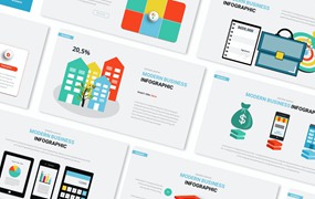 现代商业信息图表PPT演示幻灯片模板 Modern Business Infographic Powerpoint Template