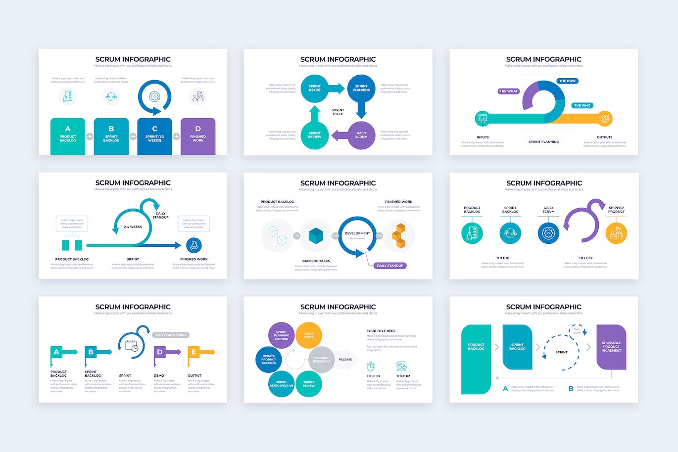 项目管理信息图表设计AI矢量模板 Business Scrum Illustrator Infographics 幻灯图表 第2张