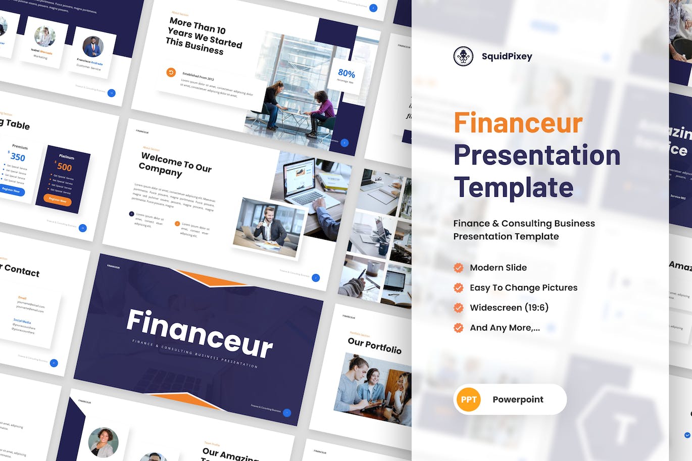 金融与咨询业务PPT幻灯片设计模板 Financeur – Finance & Consulting Powerpoint 幻灯图表 第1张