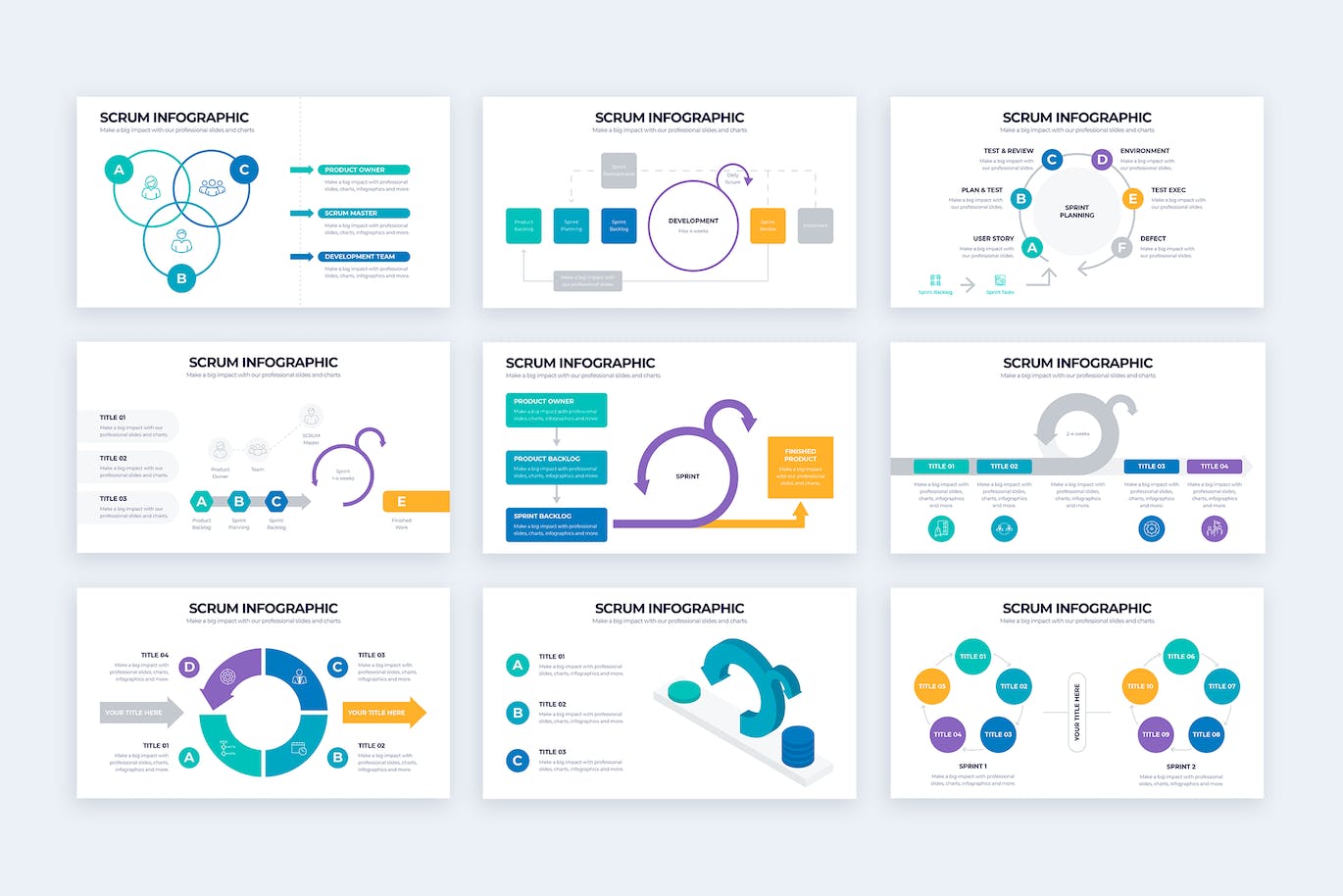 项目管理信息图表设计AI矢量模板 Business Scrum Illustrator Infographics 幻灯图表 第3张