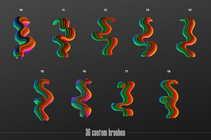 PS笔刷-3D彩色抽象PS画笔笔刷素材 笔刷资源 第8张