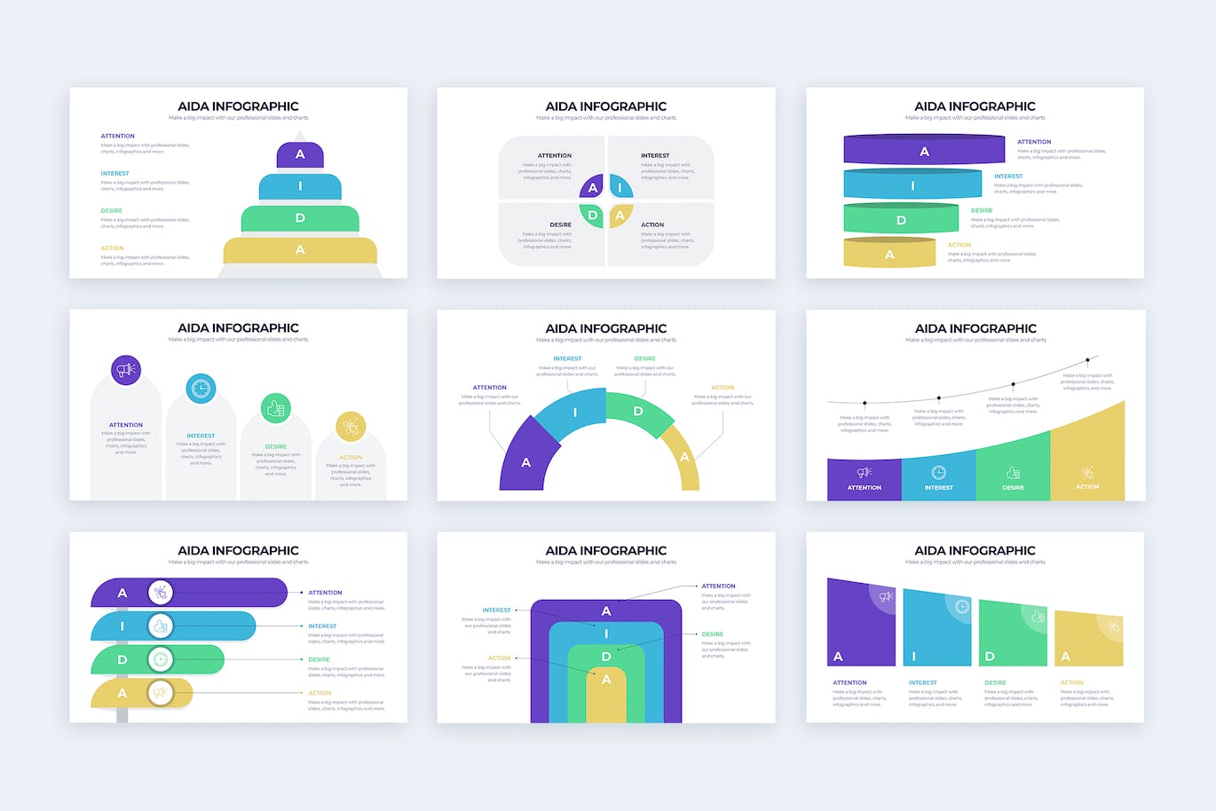 AlDA模型营销信息图表矢量模板 Business AlDA Model Illustrator Infographics 幻灯图表 第3张