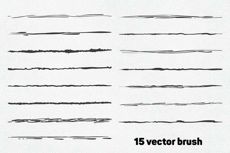 15个适用于Illustrator的手绘矢量素描笔刷 笔刷资源 第2张