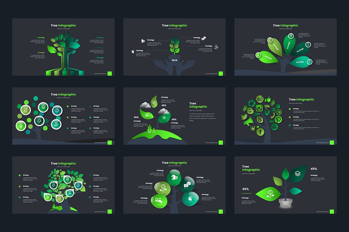 树状信息图表演示文稿PPT模板 Tree Infographic PowerPoint Presentation 幻灯图表 第4张