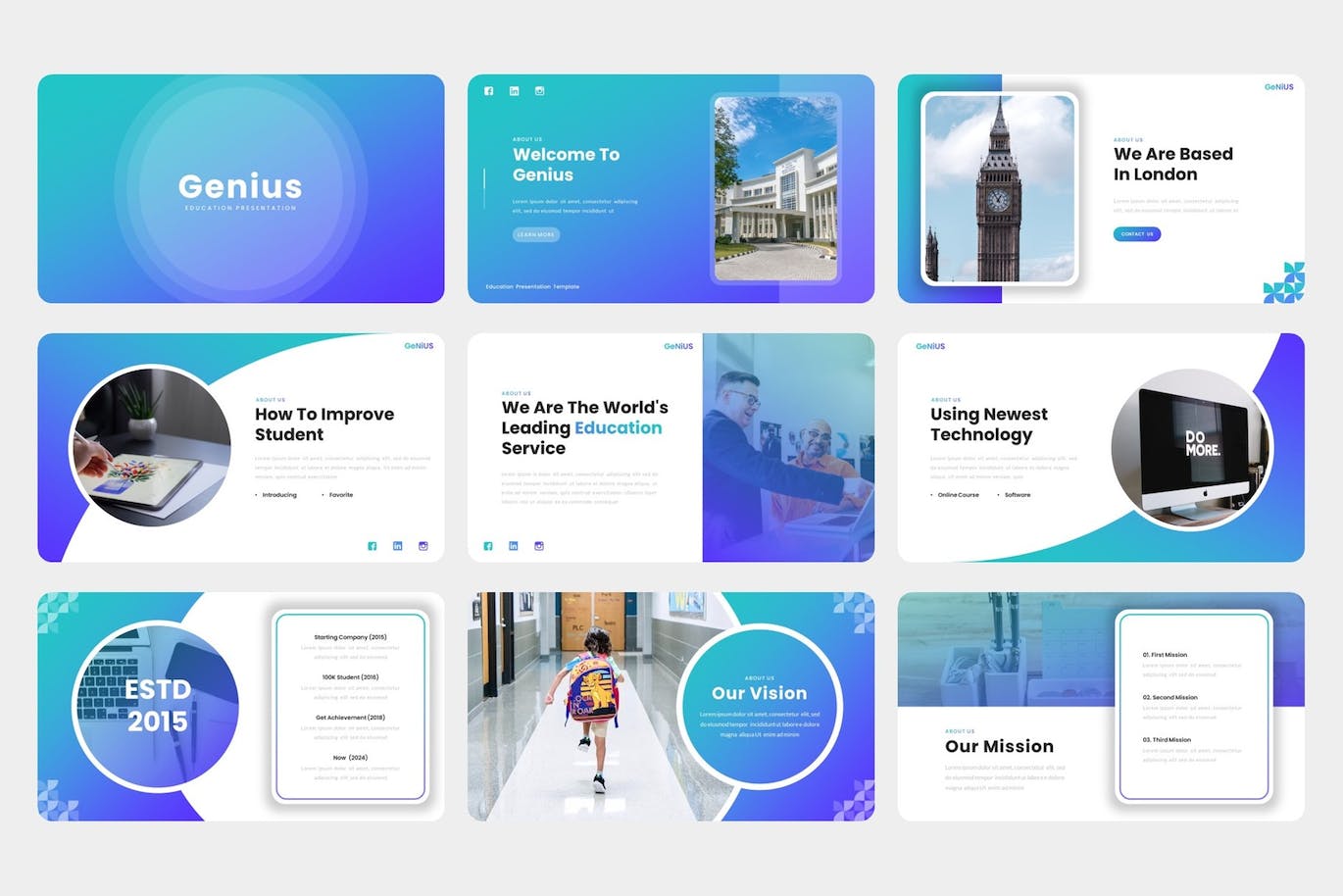 课程教育PPT演示幻灯片模板 Genius – Education PowerPoint Template 幻灯图表 第4张