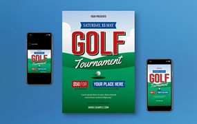 高尔夫比赛海报素材 Golf Tournament Flyer Set