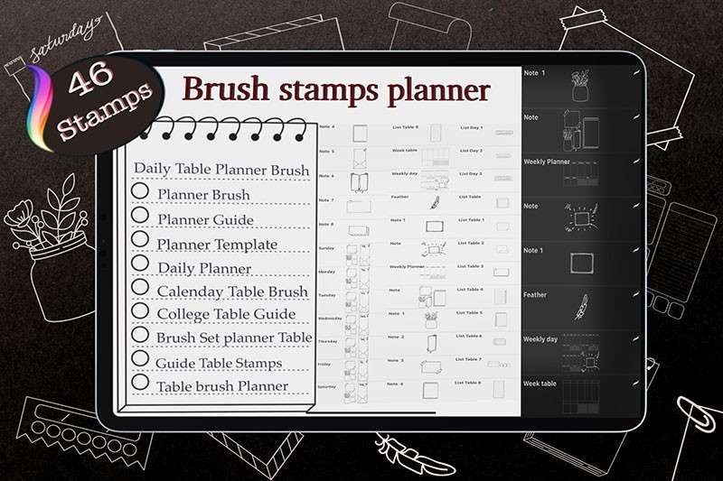日历表格手帐图案Procreate笔刷 笔刷资源 第3张