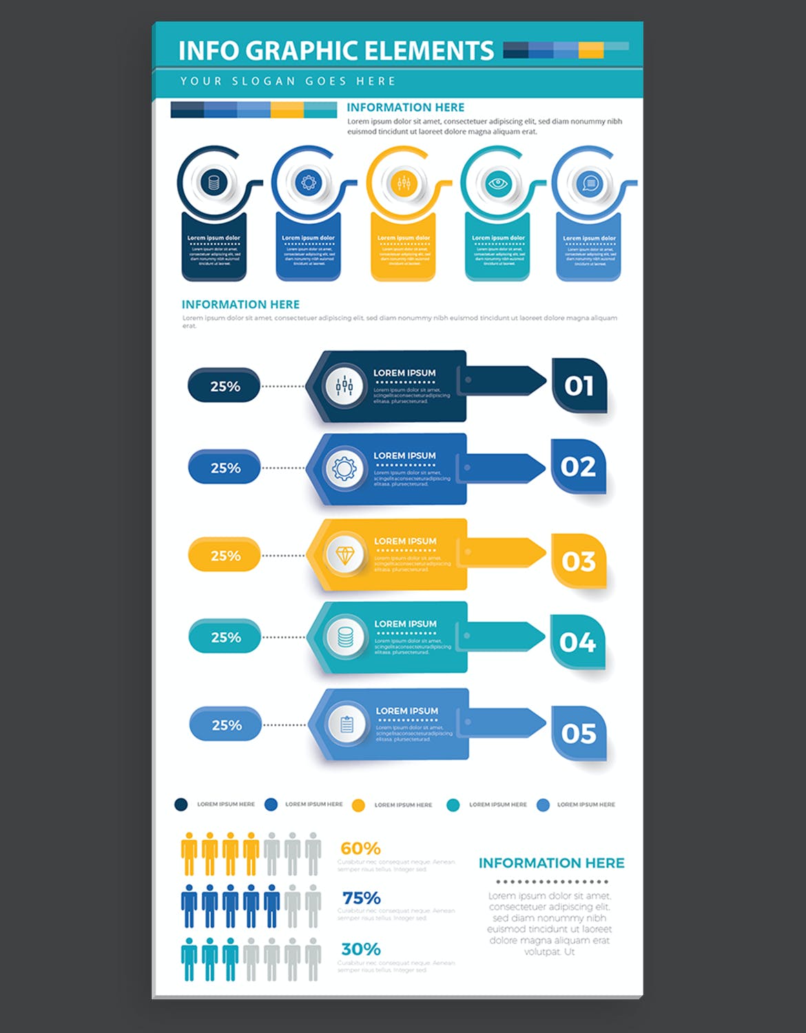 办公数据图表元素设计模板 Infographics Elements 幻灯图表 第4张